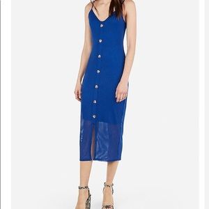 Express Midi Ribbed Button Dress